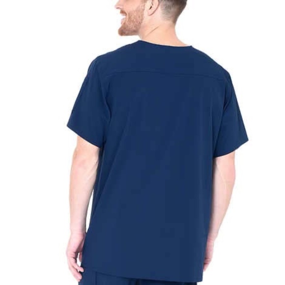 Men's V-Neck Scrub Top, Navy, Small - Picture 4 of 7